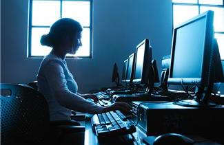 Woman in computer lab