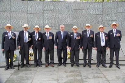 DVA Veterans at Wreath-Laying Ceremony at the Australian War Memorial, Hyde Park, London. Image courtesy of Department of Veterans Affairs. 