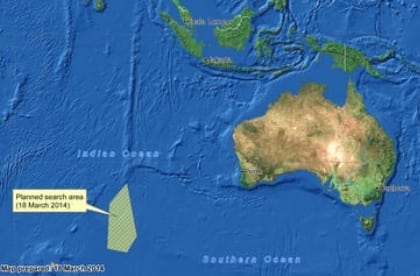 Malaysia Airlines missing flight possible debris found near Australia - map