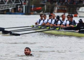 Trenton Oldfield disrupts the University Boat Race between Oxford and Cambridge University on the River Thames.