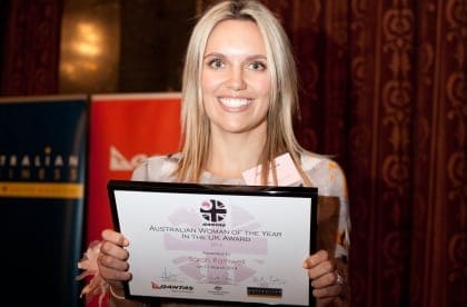 Australian Woman of the Year in the UK Award 2014- Winner Sarah Ramwell