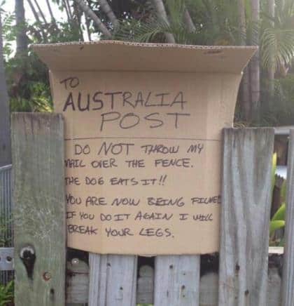 australia post sign funny