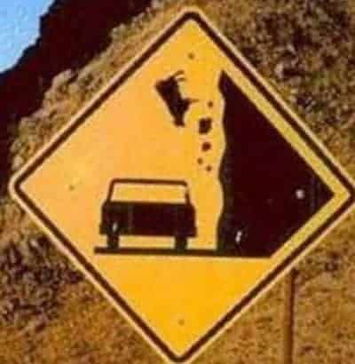 falling rocks funny sign cow