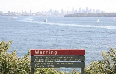 funny sign australia sydney cliff