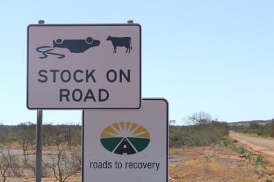 stock on road sign australia
