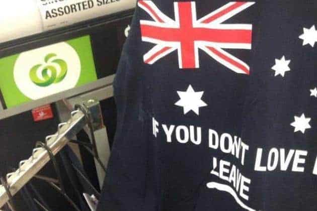 racist singlet australia woolworths