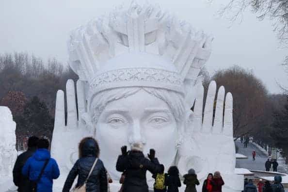 The annual Ice Sculpture Festival attracts domestic and foreign tourists to visit the Chinese city of Harbin. (Photo by Lintao Zhang/Getty Images)