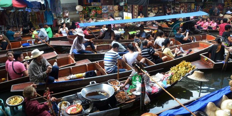 Bangkok Thailand Floating Market Boats River