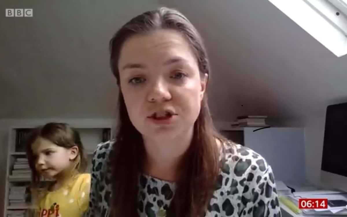 Young Scarlett gatecrashes mum's BBC interview. Image: YouTube