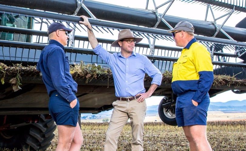 Agriculture Minister David Littleproud (centre) with Australian farmers in a PR photo. Photo credit: Australian government