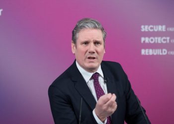Keir Starmer delivers a speech virtually. Alamy/PA