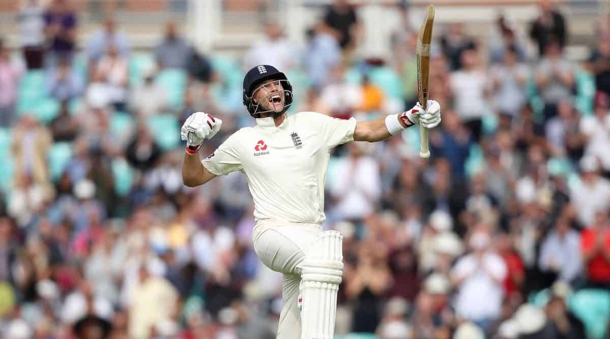 Jubilation: England cricket captain Joe Root celebrates a match-winning double century against India, February 2021. Adam Davy/PA Images/Alamy Stock Photo