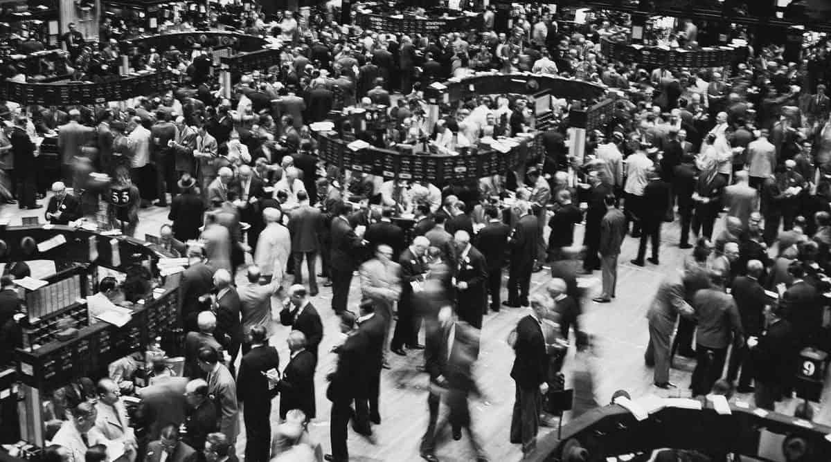 Traders on the floor of the New York Stock Exchange in 1955. AP Photo
