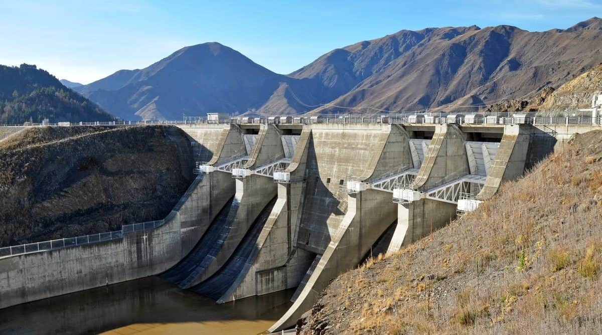 Concrete spillway from Lake Benmore Dam in Otago, New Zealand. Shutterstock