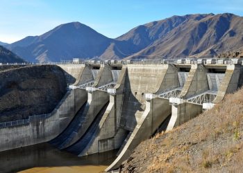 Concrete spillway from Lake Benmore Dam in Otago, New Zealand. Shutterstock