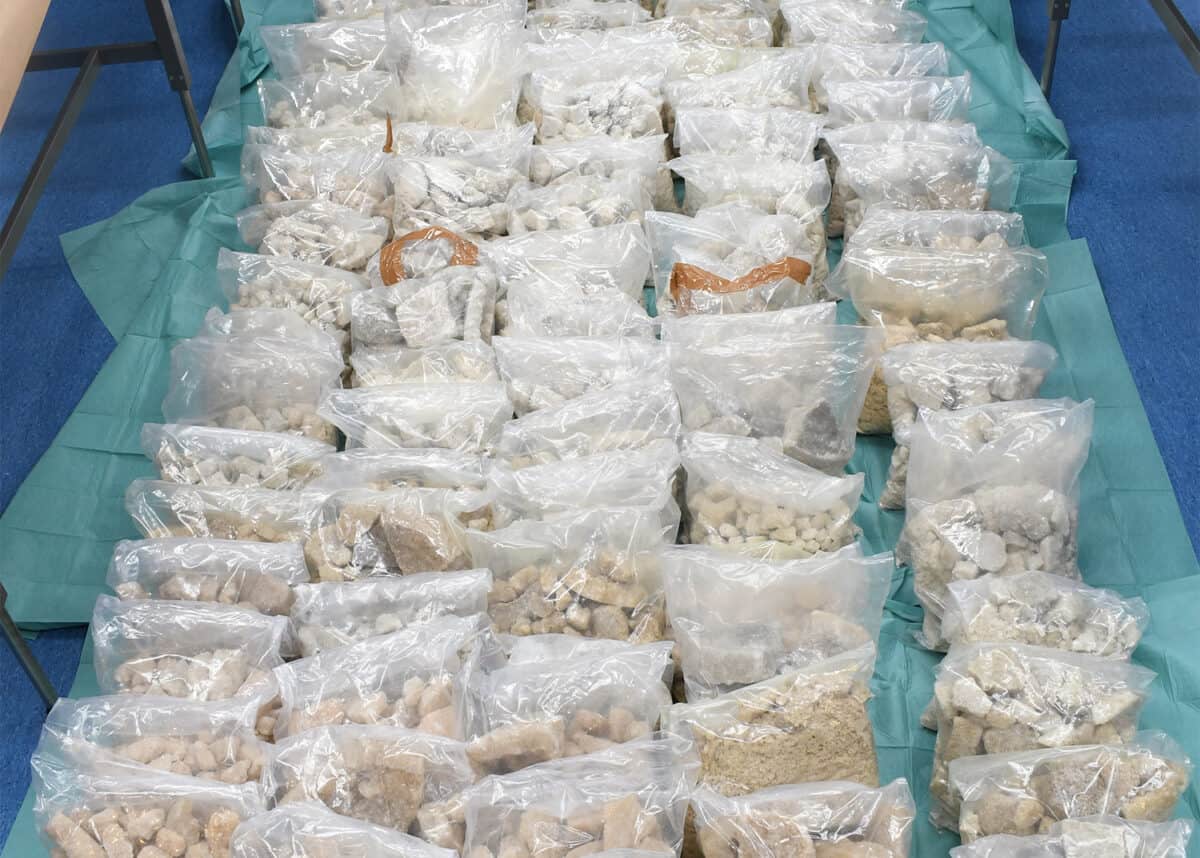 Part of the 850kg of crystalline MDMA seized during the international police operation. Photo credit: Australian Federal Police