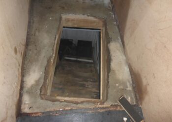 The hidden bunker uncovered during the raid. Photo credit: Tasmania Police