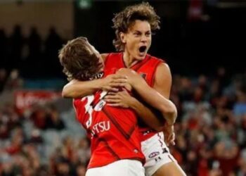 Melbourne vs Essendon: Rookie Tex Wanganeen scores his first goal